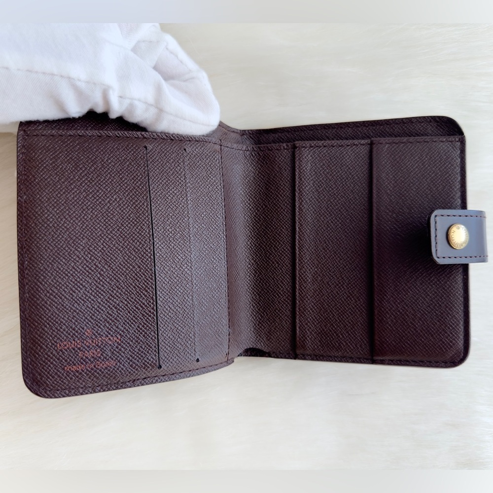 ✨Authentic LOUIS VUITTON Damier Ebene Compact Zip Bifold Wallet Brown - Picture 9 of 16